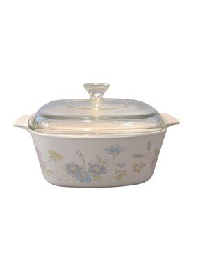 Vintage CorningWare A-11/2-B 1.5 LITER Pastel Bouquet Floral Casserole Dish Lid